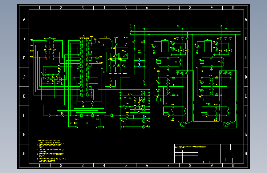 64-250KW二台柴油发电机微机自动化机组并车屏控制电路图
