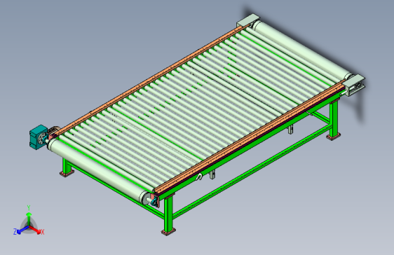 带动力滚筒线三维设计