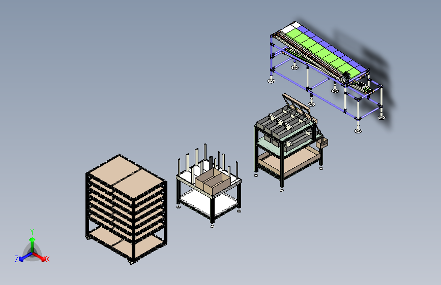 工厂四款常用型货架三维设计