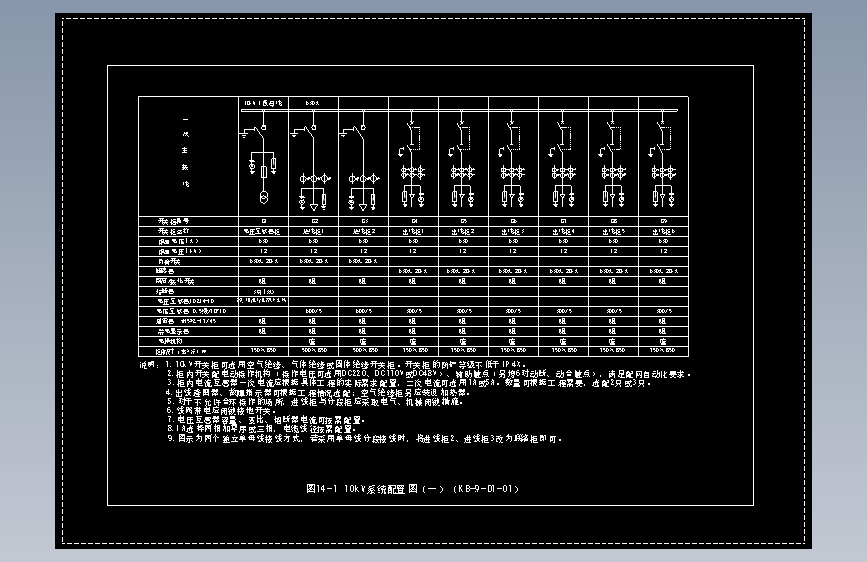 图14-1 10kV系统配置图（一）（KB-9-D1-01）