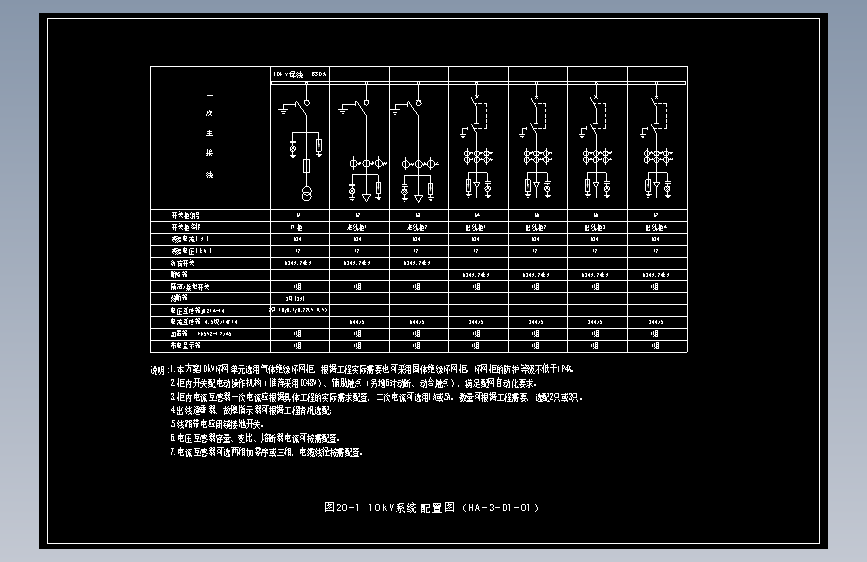 图20-1 10kV系统配置图（HA-3-D1-01）