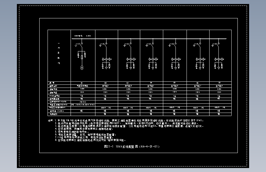 图21-1 10kV系统配置图（HA-4-D1-01）