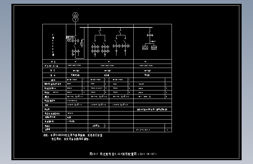 图38-7 低压配电室0.4kV接线配置图（ZA-1-D1-07）