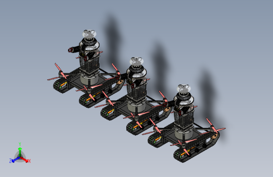 带有履带无人机的机器人模拟