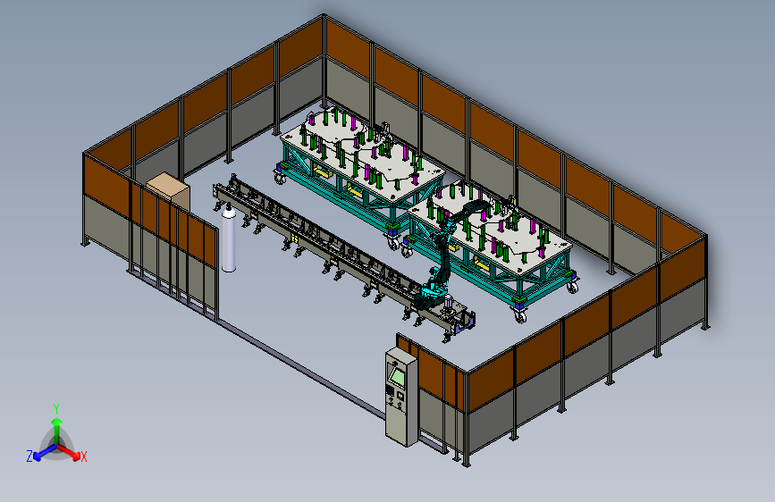 多种折弯钢丝焊接工装与焊接机械手模拟