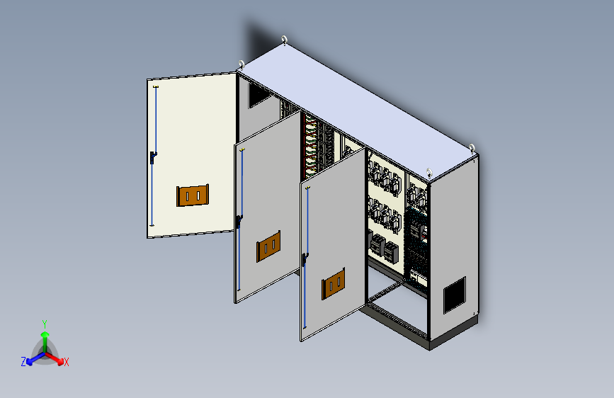 三柜组装630A竖装刀开关plc风机控制柜