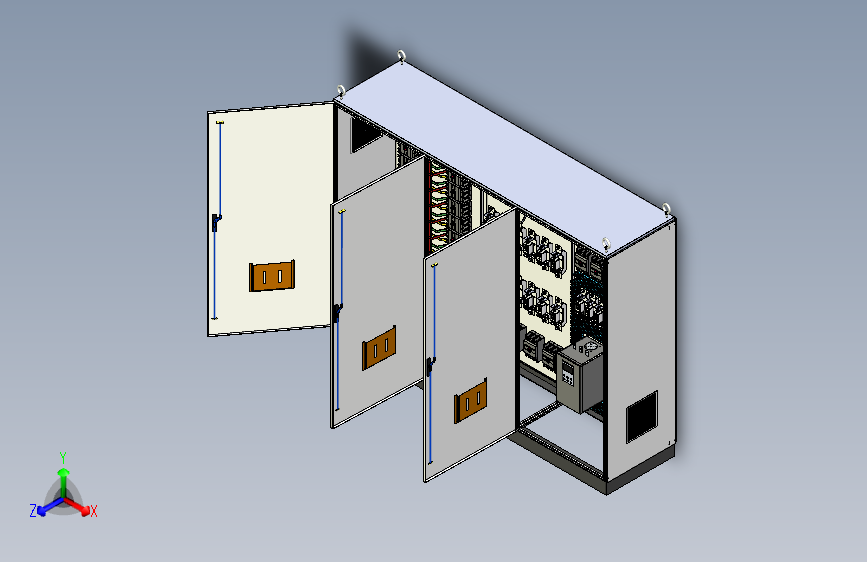 三柜组装630A竖装刀开关软启动plc控制柜