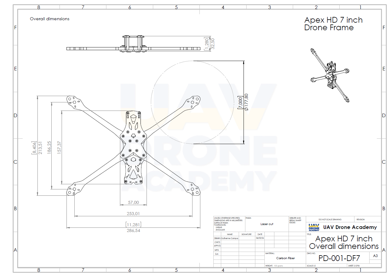 Apex HD 7 英寸 FPV 无人机框架