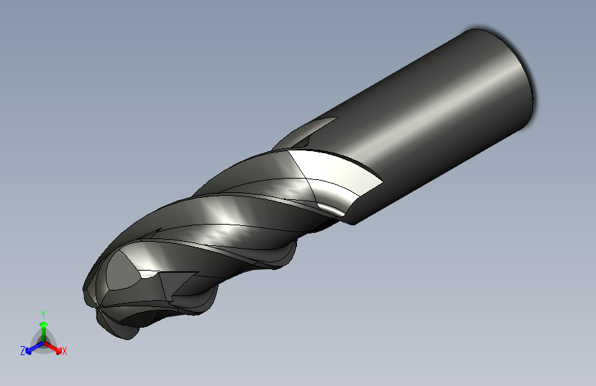 4刃硬质合金球头立铣刀3D模型D20