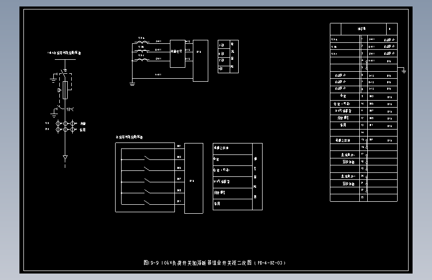 图19-9 10kV负荷开关加熔断器组合开关柜二次图（PB-4-D2-03）