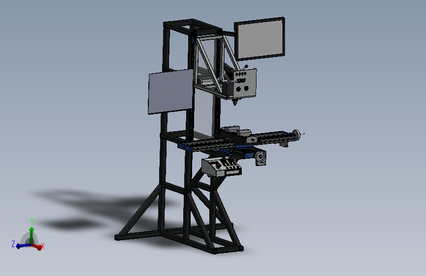 数控机床、非标自动化钻铣一体机床3D模型 Solidworks设计
