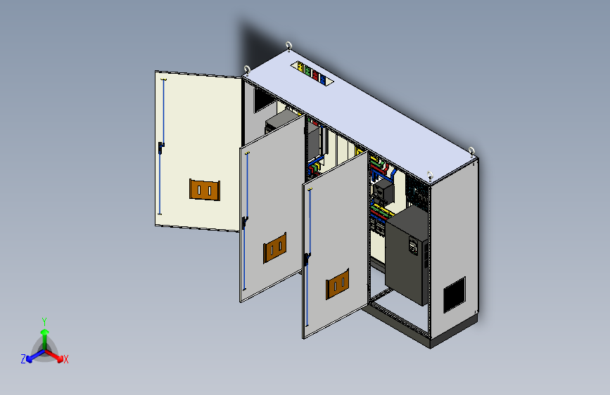 三柜组装变频器控制柜三维模型