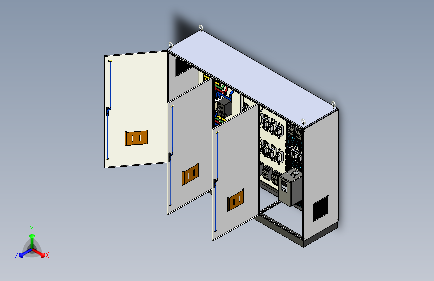 三柜组装双电源CDQ1S刀开关软启动plc控制柜 55892