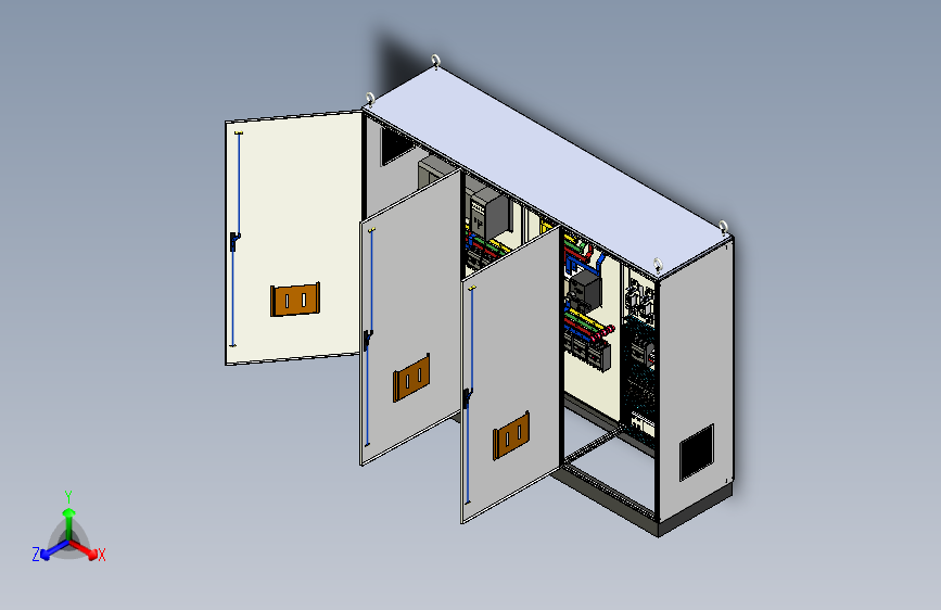 三柜组装双电源刀开关plc控制柜 55434