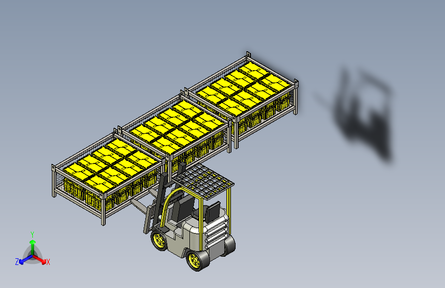 周转货架与叉车搬运模拟
