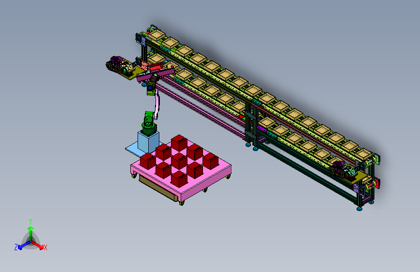 物流仓库中货箱分层输送系统