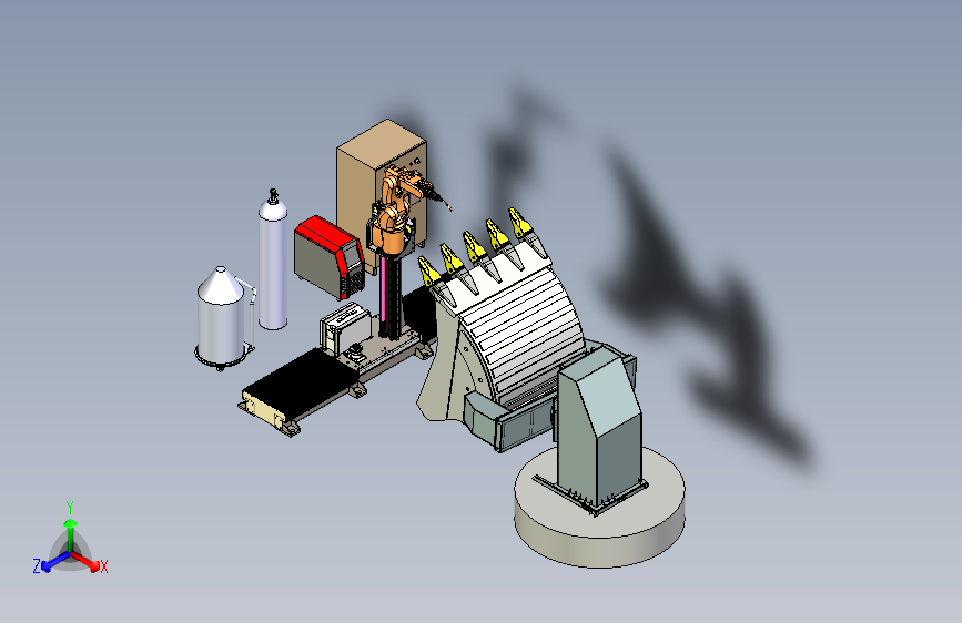 铲斗的机械手焊接单元模拟