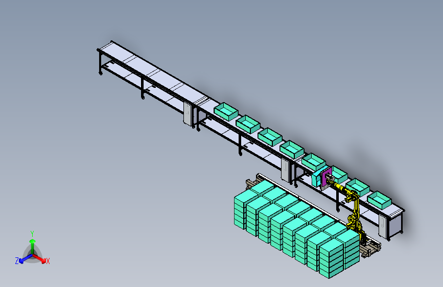 成品物料盒的机械手运输模型