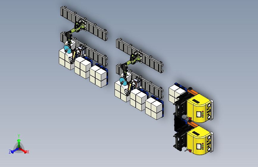 取料机械手与激光打刻机械手组合模拟
