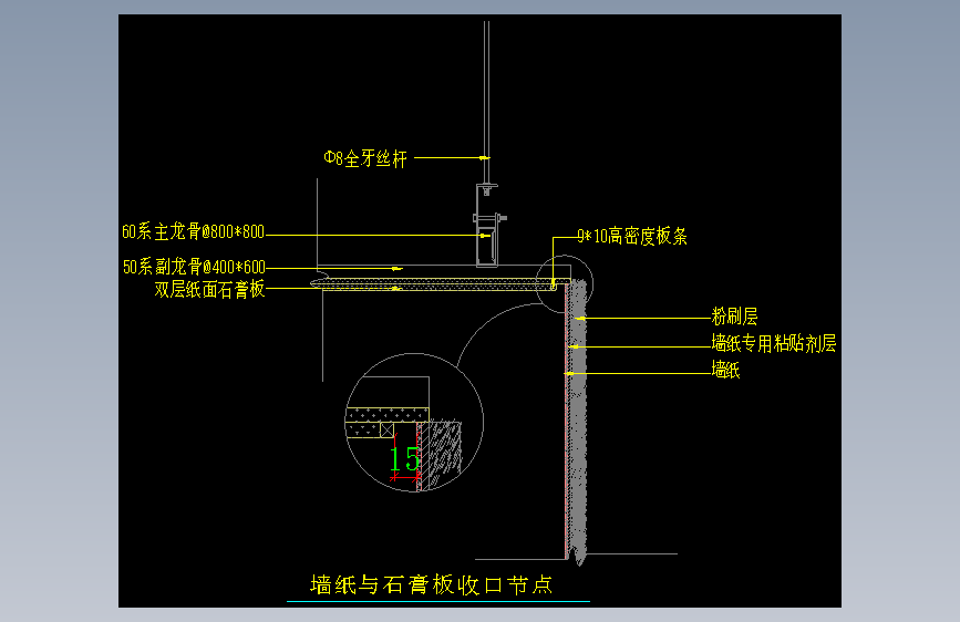 墙纸与石膏板收口节点