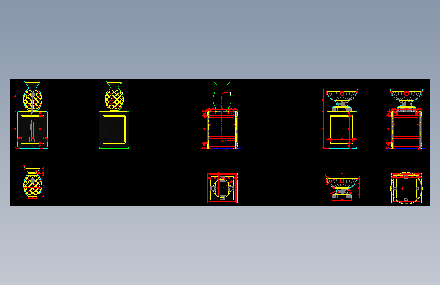 室外庭院水景花盆节点