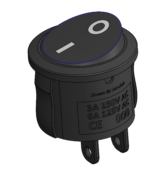 A0003368-圆形2位开关，黑色，16毫米