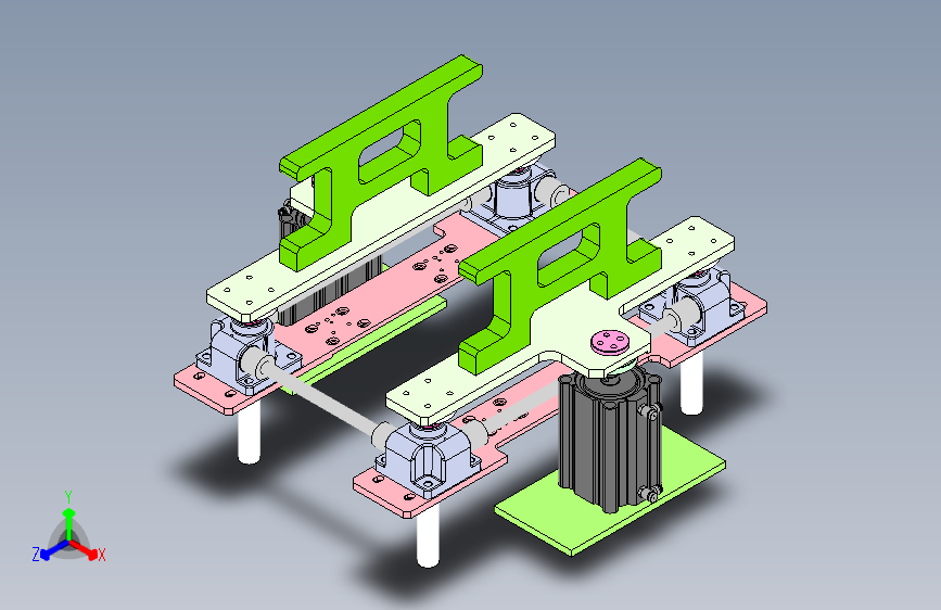 基于同步升降器的双气缸顶升机构
