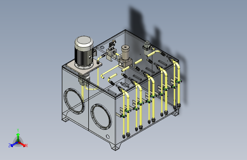 完整液压站3D 部管 阀块