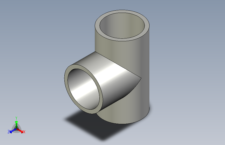 A3004440-简单的2英寸SCH80 PVC三通模型。