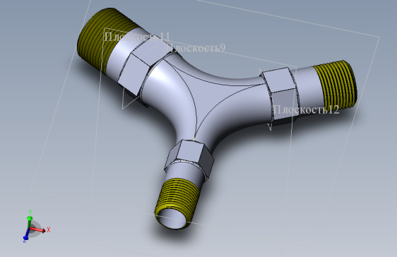 A3004483-带有螺纹的水管道三通接头 G1 G3_4 G1_2。