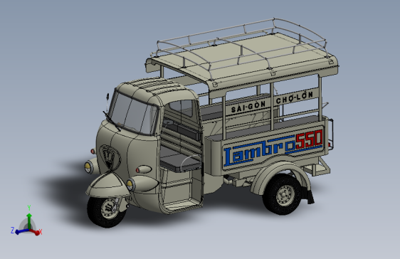 带棚子的电动三轮车三维模型