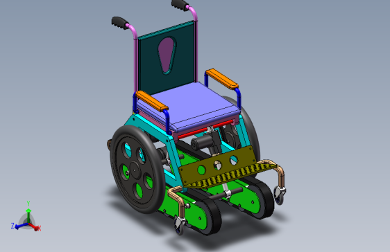 履带爬楼梯电动轮椅设计（含三维SW模型+CAD图纸+说明参考素材