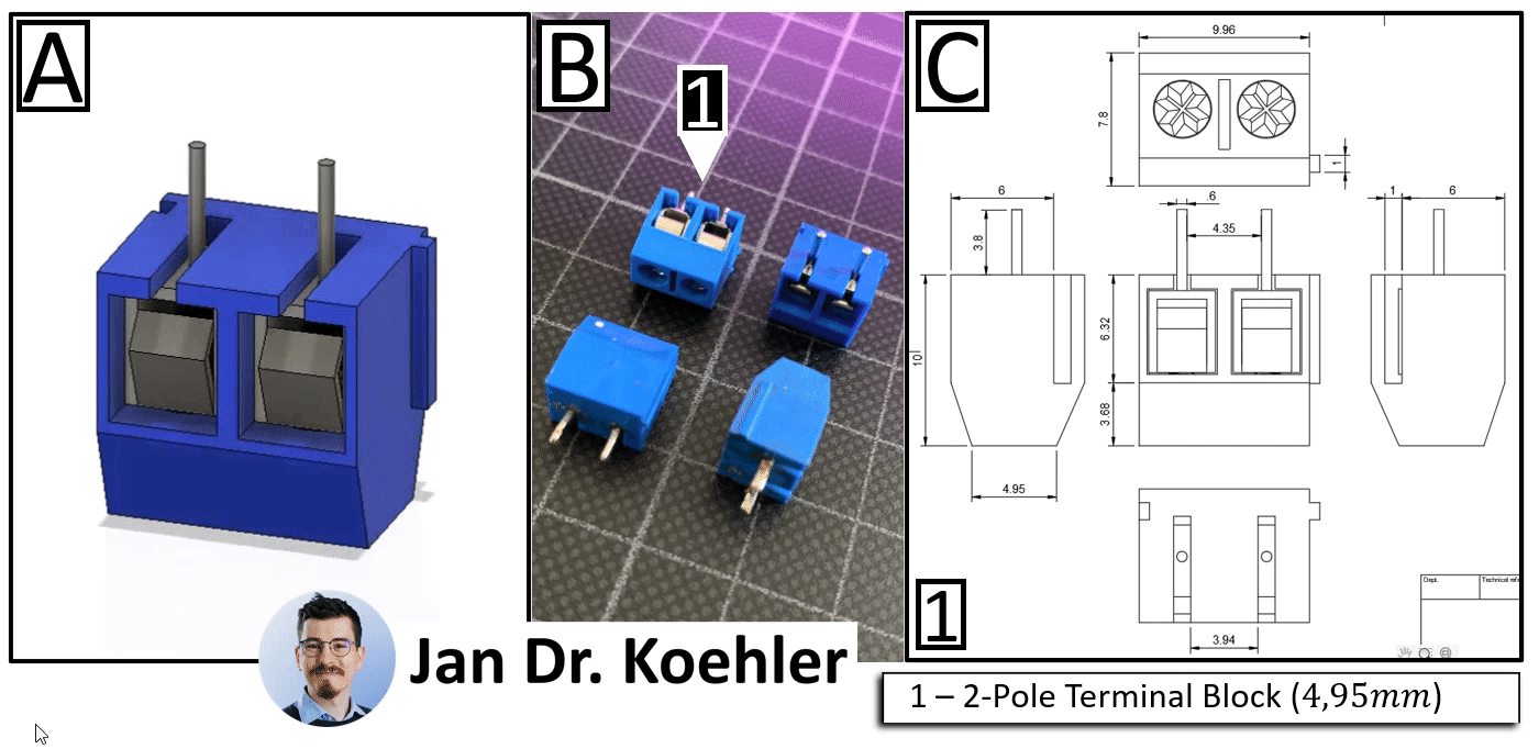 2 位螺钉端子块