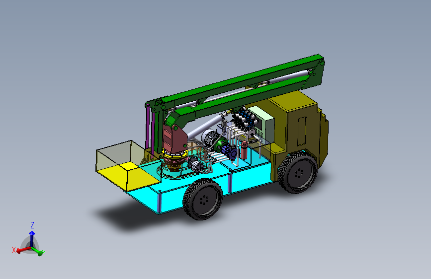 高空作业车结构及液压系统设计 含三维SW模型+3张CAD图纸+说明书