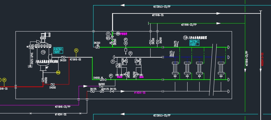 超滤装置管口方位及PID图
