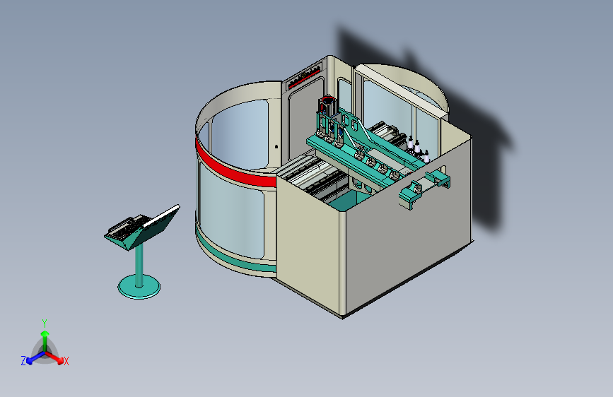 五轴联动车床机械设计3D图纸