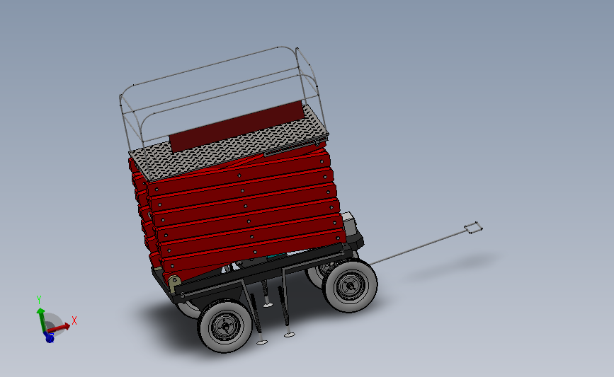 四轮移动式液压升降台3D建模图纸 solidworks设计