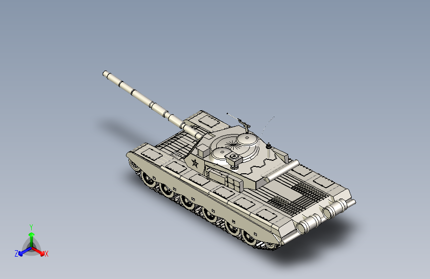 99式坦克1比1三维建模图纸