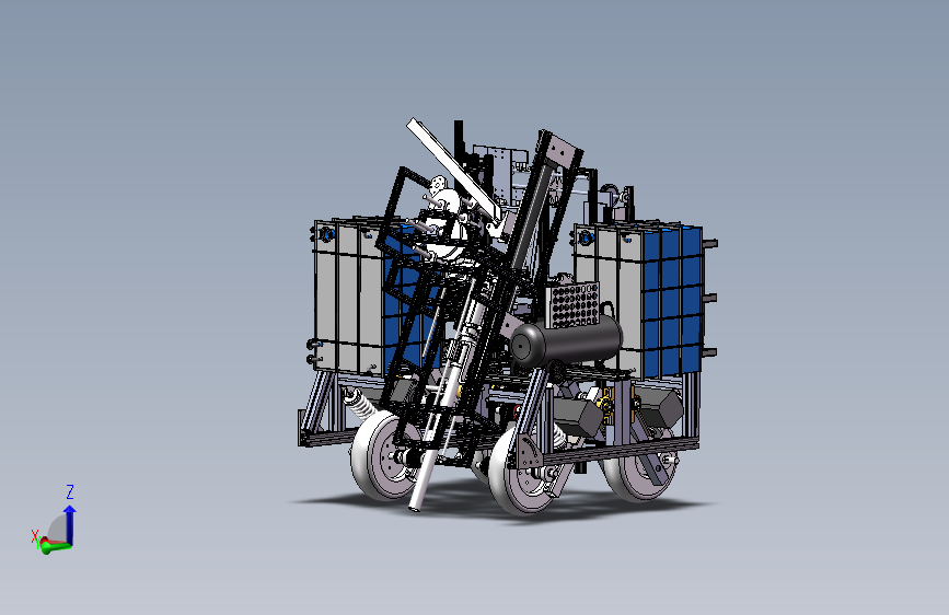 植树履带机器人小车树苗种植建模