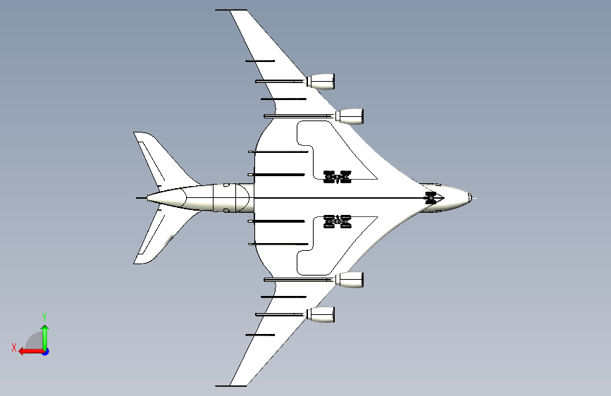 空客A950客机(带起落架) 背面视图