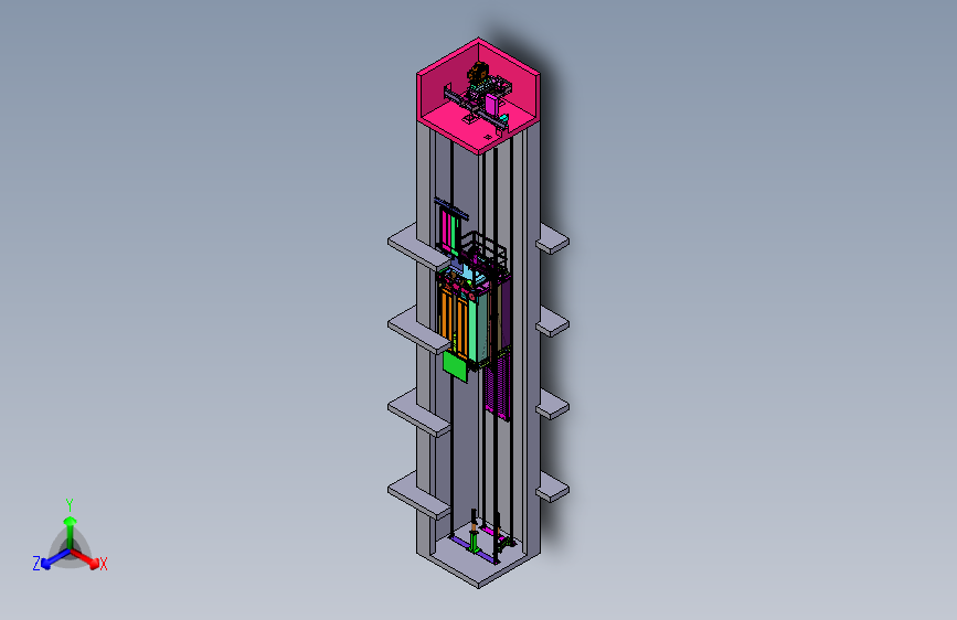 轿厢电梯三维建模图纸