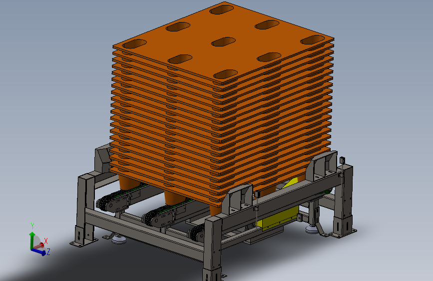 带叉车防撞架的链条输送机
