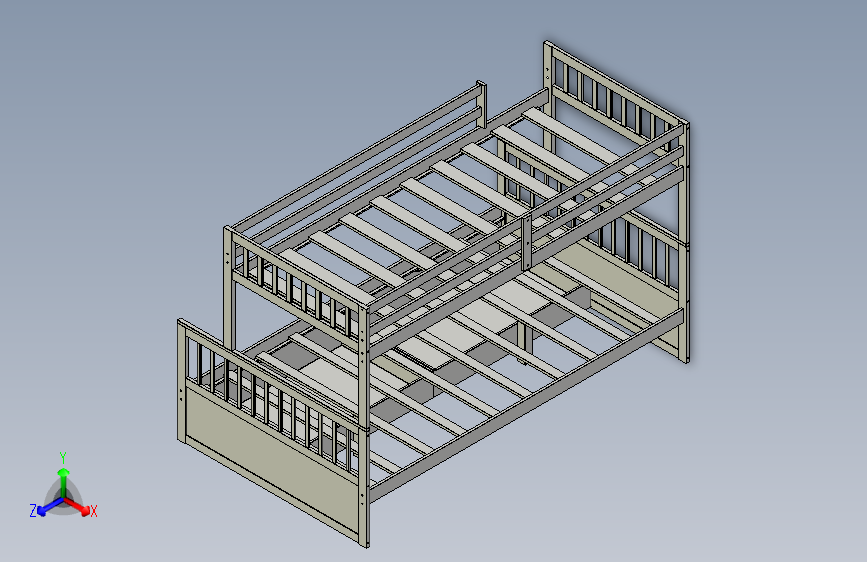 上下铺床头柜滑梯模型