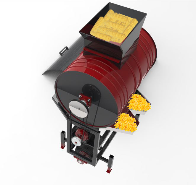 玉米脱粒机3D图纸 Solidworks设计