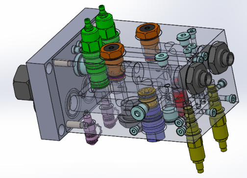 带有插装阀腔和所有部件的定制液压块