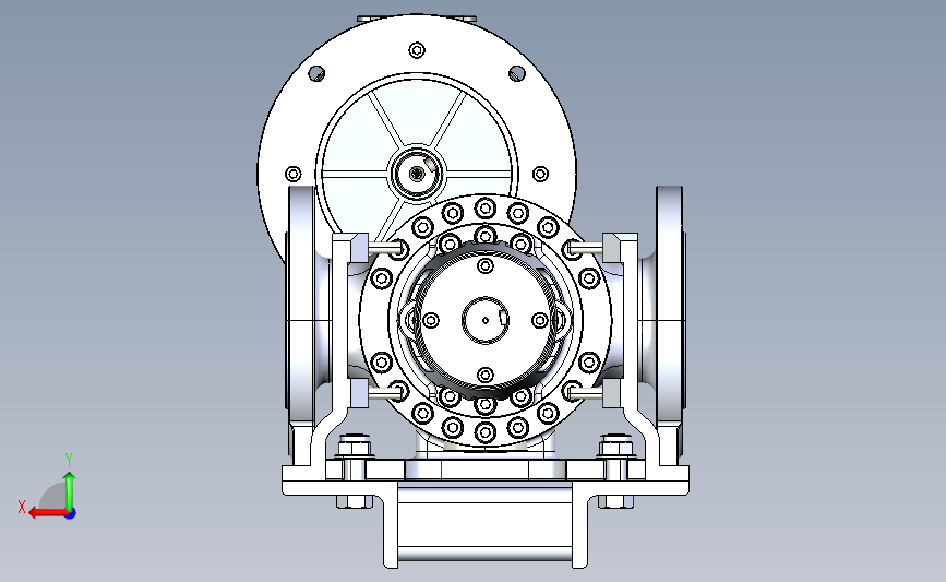 dn65-pn16内齿轮泵3D数模图纸 STEP格式 背面视图