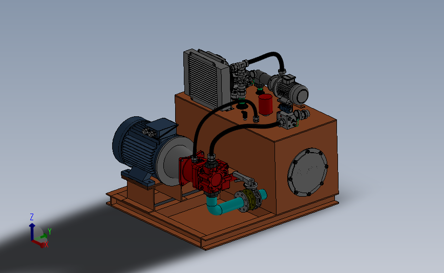 800吨液压泵站3D模型图纸 Solidworks设计