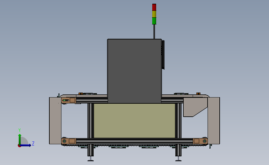 托盘输送机检查设备3D图纸 Solidworks设计 左侧视图