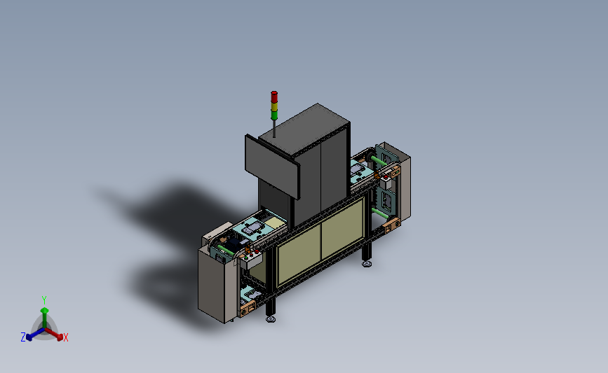 托盘输送机检查设备3D图纸 Solidworks设计 主视图