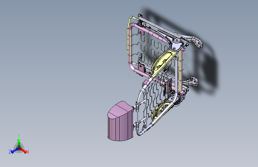 含腰托调节机构的汽车座椅骨架模型
